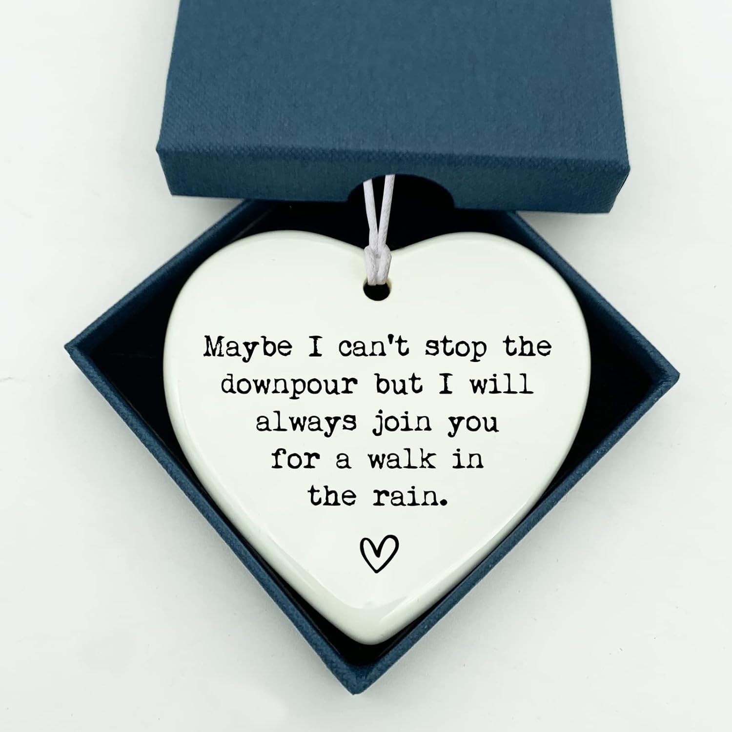 Maybe I Can’t Stop the Downpour, Friendship Gift, Tough Time Gift, Friend in Need, Send Love to Sister, Ceramic Heart Keepsake, Bestie Gift, Sister
