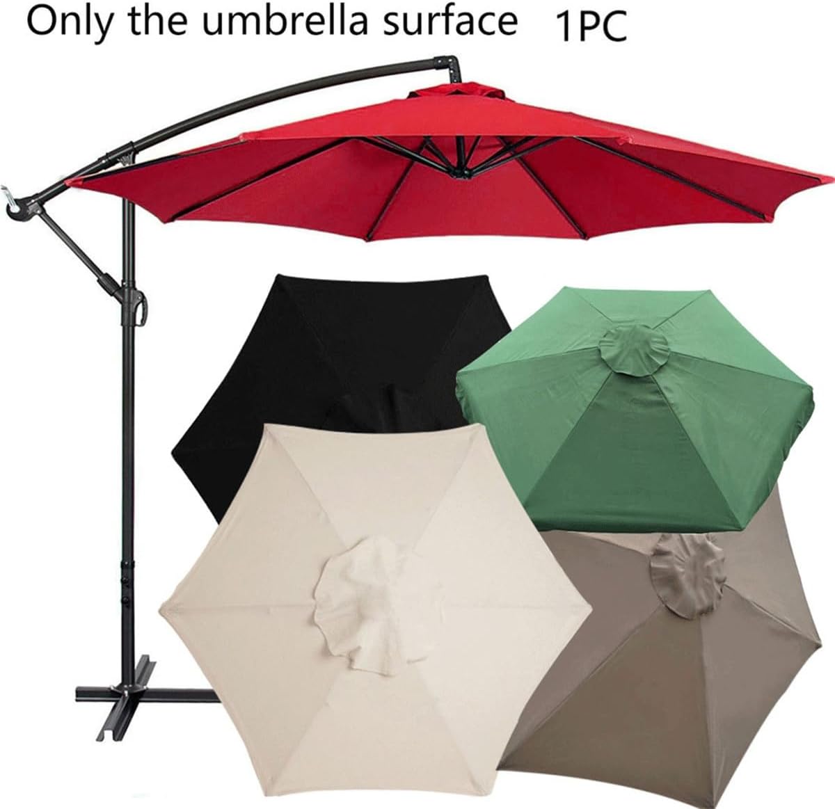 Toldo de repuesto para sombrilla de patio, 6.5 pies9 pies10 pies, toldo de repuesto para sombrilla para mercado, 6 varillas  8 varillas de repuesto