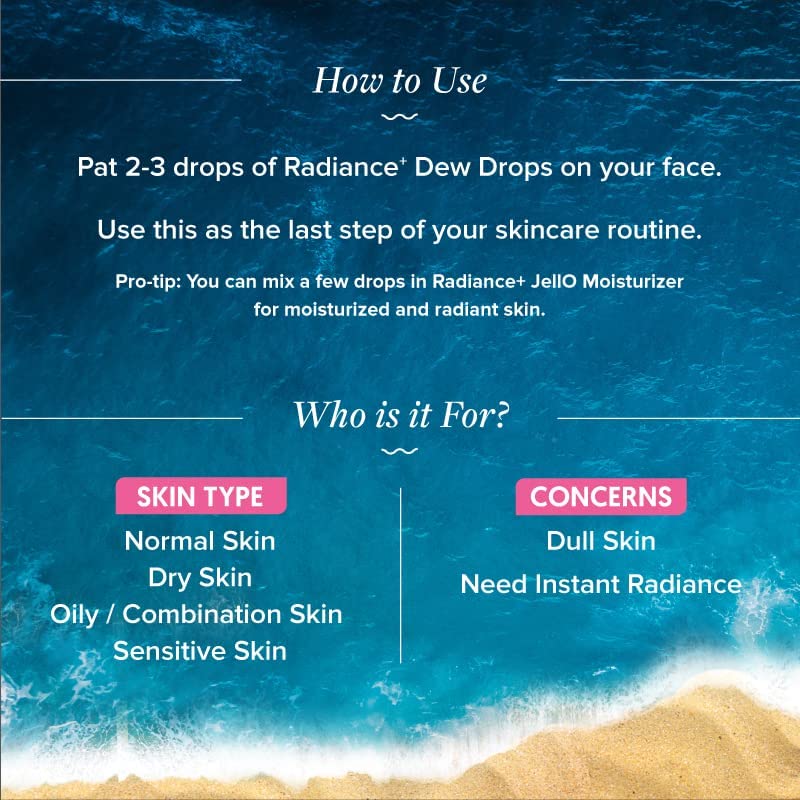 Radiance+ Jugosas gotas de rocío con sandía y niacinamida  Para una piel brillante instantánea  Resaltador  Suero facial iluminador para un acabado