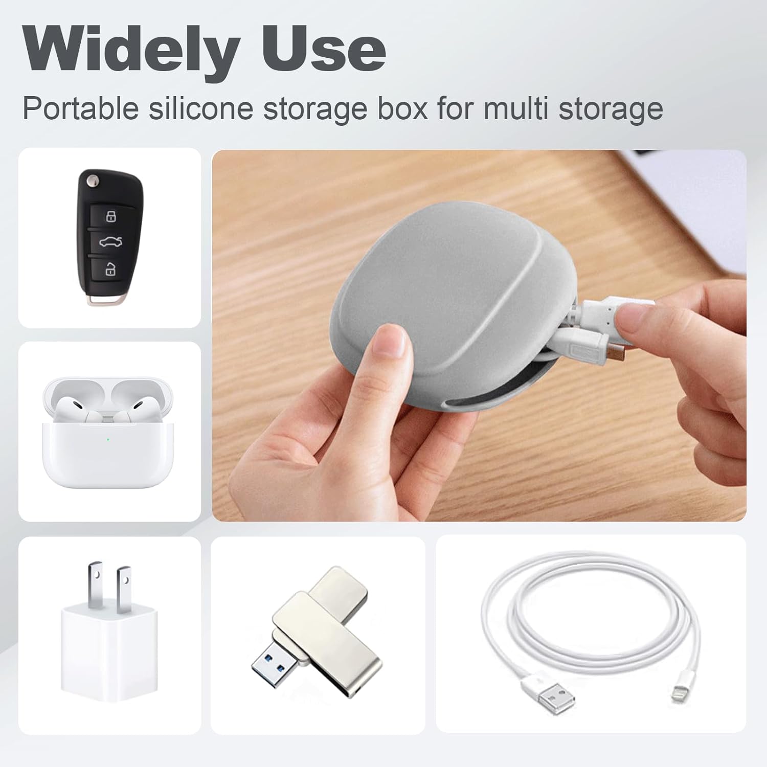 Vsagier Organizador de auriculares de silicona, estuche de almacenamiento de cable de datos, mini caja de llaves, organizador de auriculares