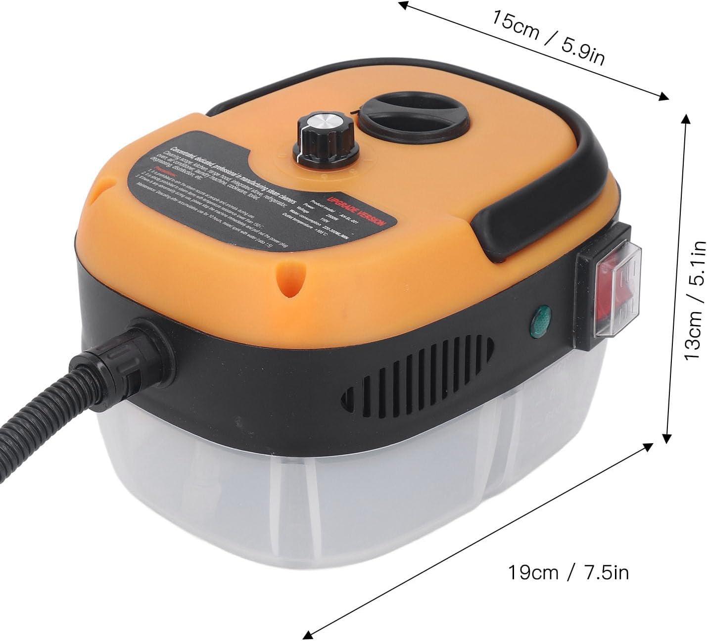 Limpiador de vapor de alta presión de 2500 W, máquina de limpieza de vapor de mano con tanque de revestimiento de metal para cocina de automóvil
