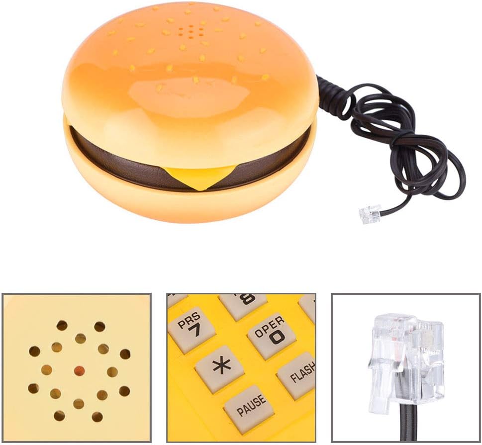 Teléfono emulacional de hamburguesas,Teléfono novedoso de línea fija con cable,Marcación de frecuencia de voz, Flash,Último número Redail