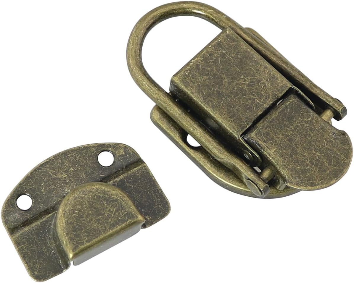 Cierre de hebilla de palanca de bronce con tornillos para caja de joyería pequeña de madera, gabinete de maleta de 1.339 x 2.559 in