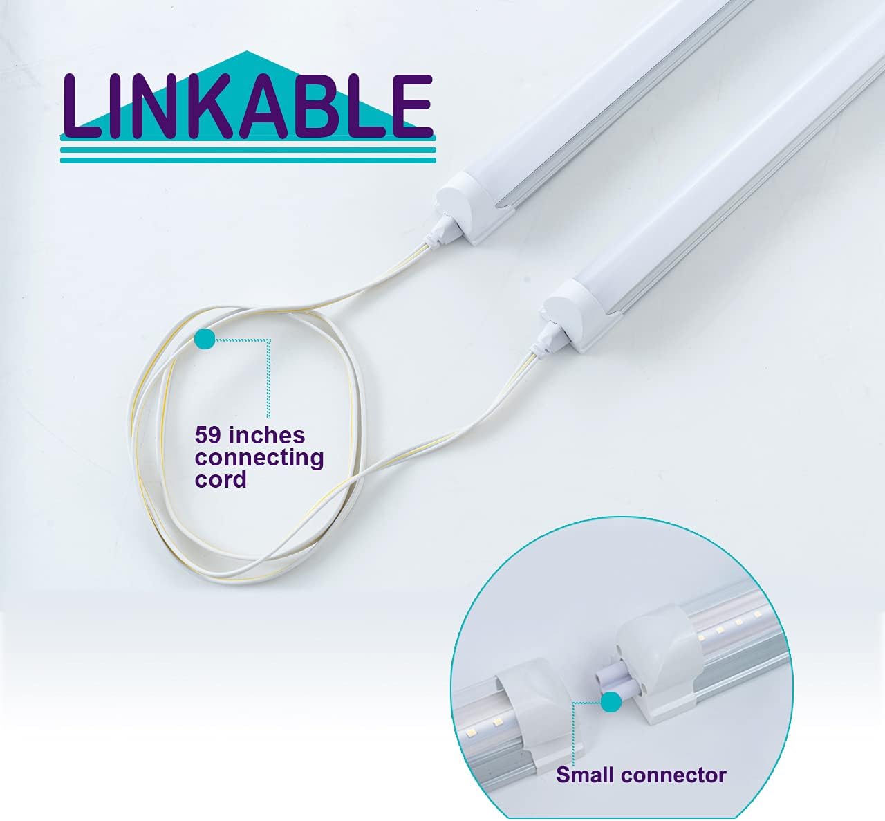 Paquete de 8 lámparas LED T8 de 4 pies para tienda, 24 W, 4 pies, tubo integrado, cubierta lechosa, 6000 K, luz diurna de una sola tira para