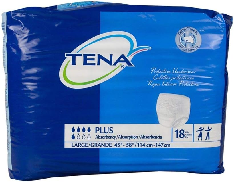 TENA – Ropa interior protectora, talla grande de absorción para cintura  cadera de 45 a 58 pulgadas, paquete de 18