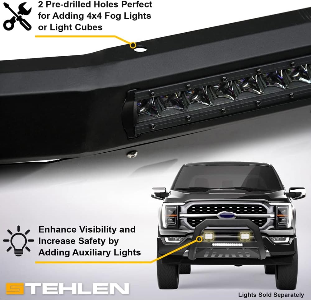 Stehlen 733469493044 Compatible con Dodge Ram 15002019-2022 Classic Advance Series Aluminio LED Bull Bar – Negro mate