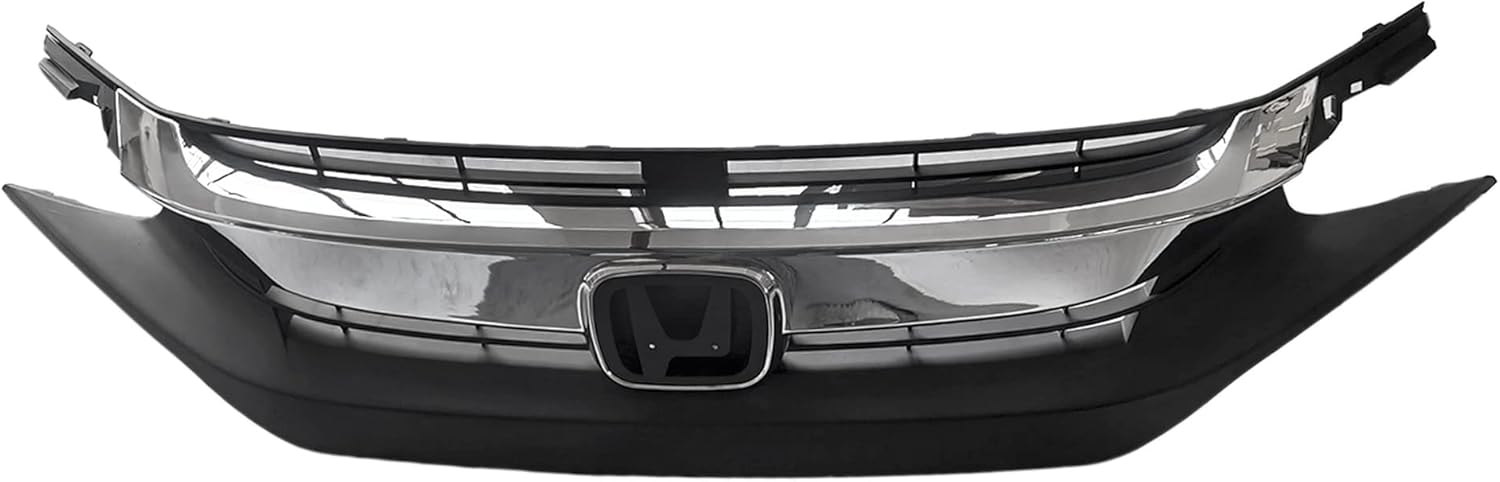 Tyrigion Parachoques delantero parrilla superior negro Wcromo para 2016 2017 2018 2019 Honda Civic HO1212117