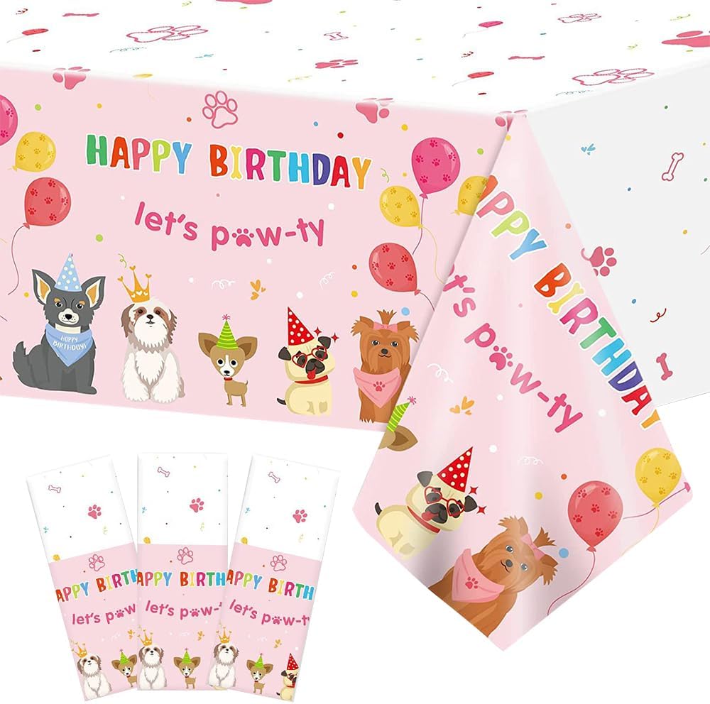 Suministros para fiesta de cumpleaños de perros, paquete de 3, manteles impermeables para perros y mascotas, fundas de mesa para cachorros,