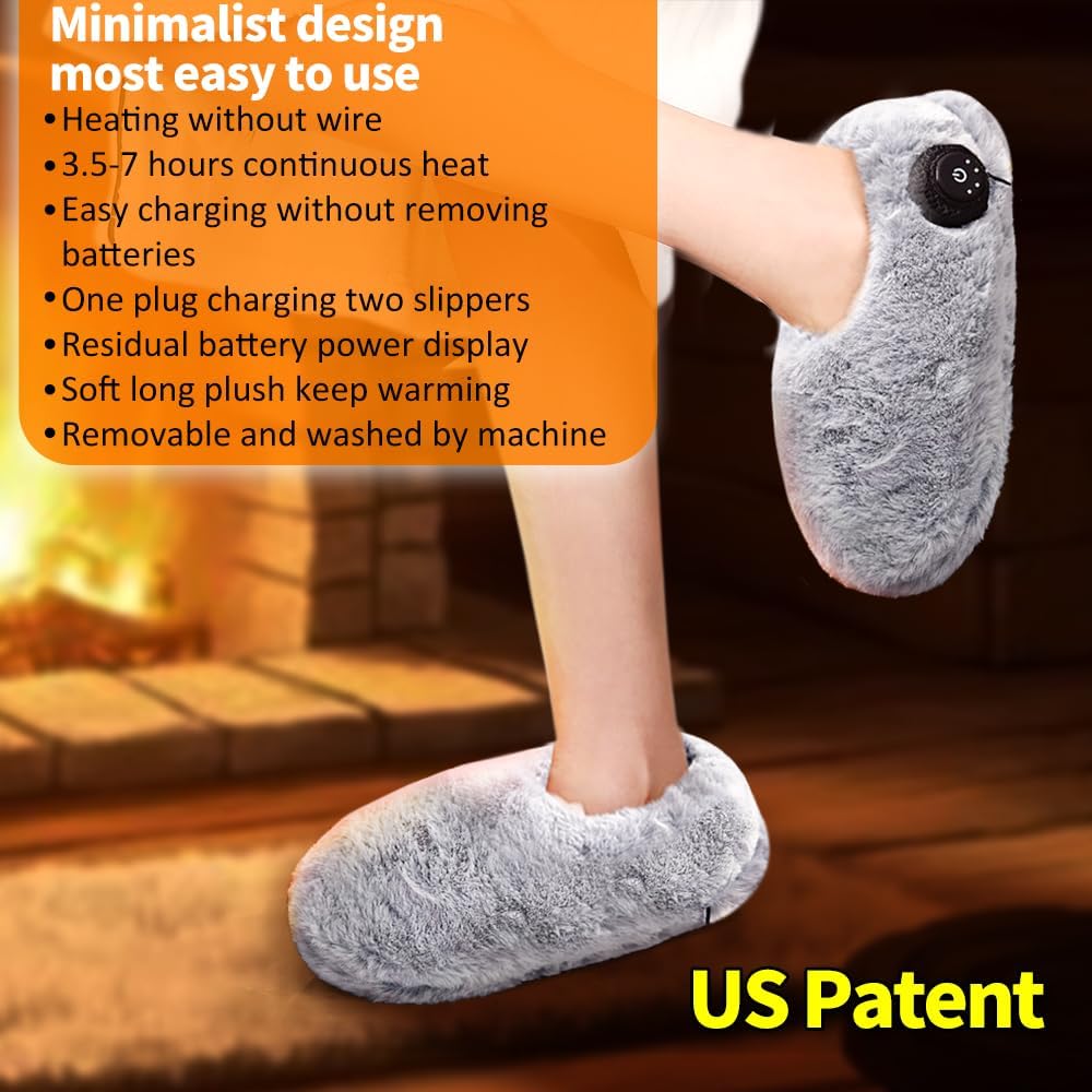 Pantuflas térmicas para pies fríos, almohadilla térmica eléctrica portátil para mujer, recargable, 3.5-7 horas de calefacción, alimentadas por