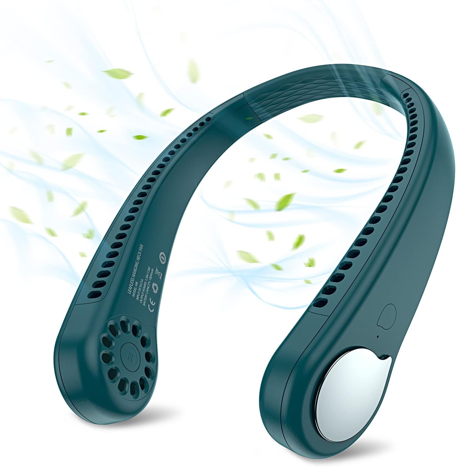 SmartDevil – Ventilador de cuello portátil sin aspas, manos libres, ventilador personal recargable, a pilas, colgante, enfría 360, 3 velocidades, 48