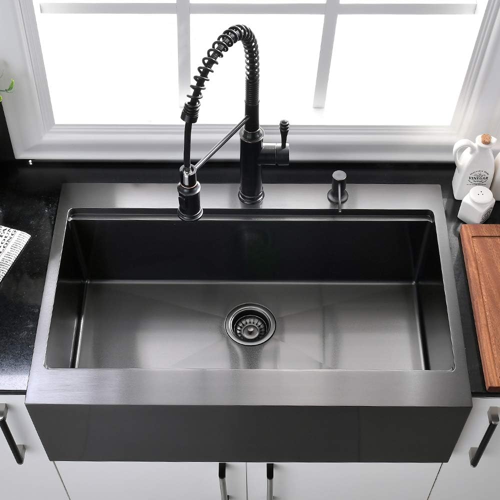 Fregadero de acero inoxidable negro de 30 pulgadas, estación de trabajo, fregadero de cocina de acero inoxidable negro de 30 x 22 pulgadas, repisa