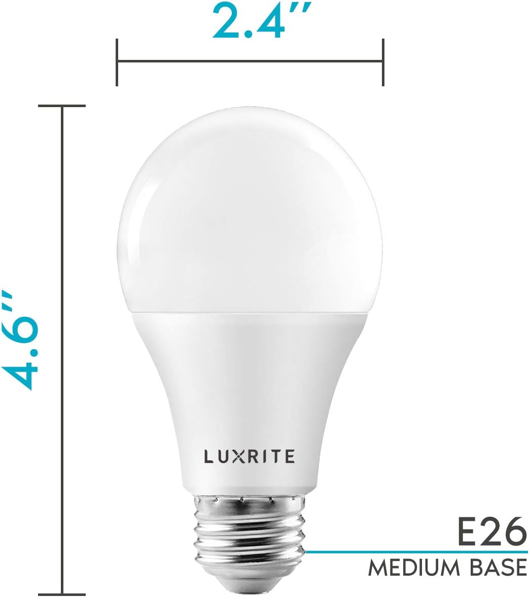 LUXRITE Bombillas LED A19 100 vatios equivalentes a regulables, 3000 K blanco suave, 1600 lúmenes, clasificación de accesorio cerrado, bombillas LED