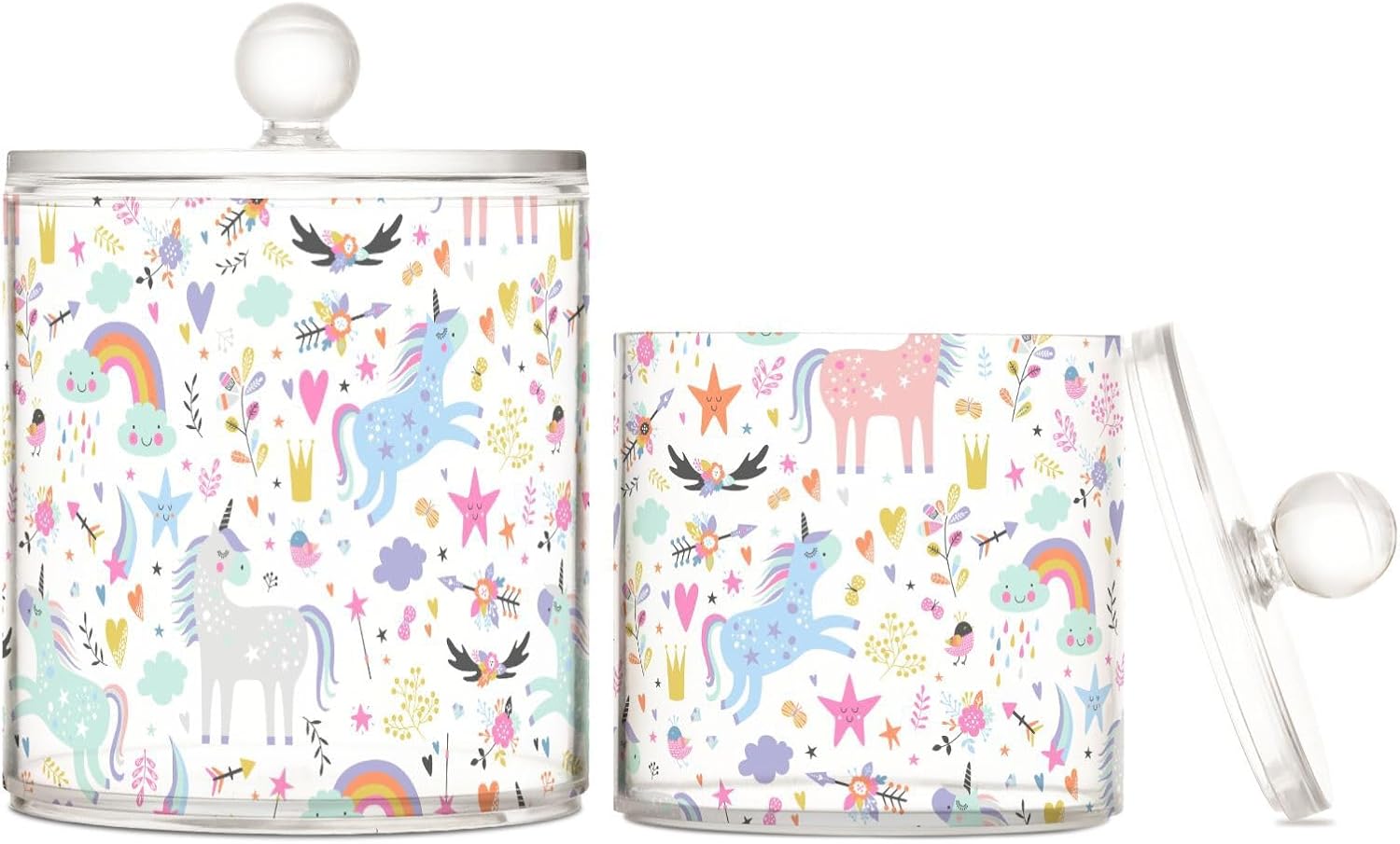 Unicorns Jars with Lids Storage Jars Bathroom Canisters Laundry Pods Container Cotton Ball Holder for Dorm Room Essentials for College Students Girls