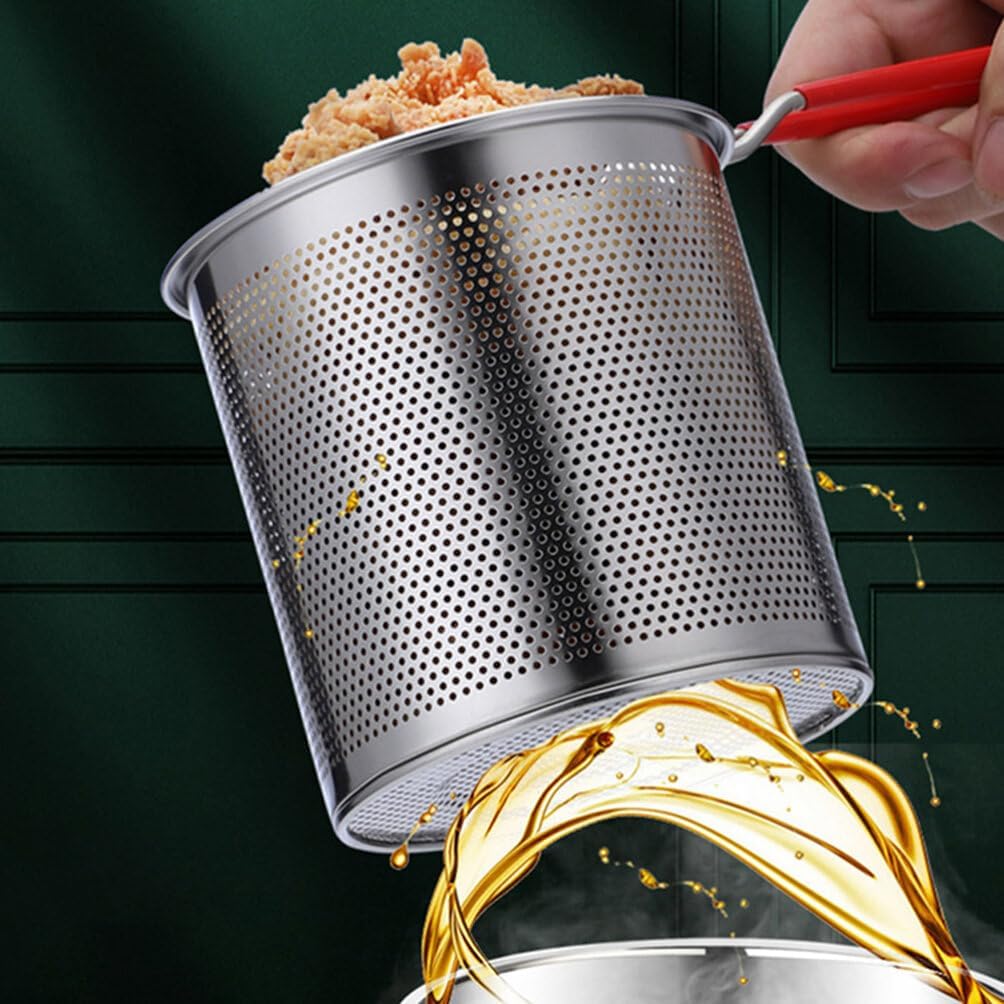 UPKOCH Olla para freír profundamente, 1 juego pequeño con cesta, mini freidora de aceite profunda de acero inoxidable, cocina de pollo de cocina,