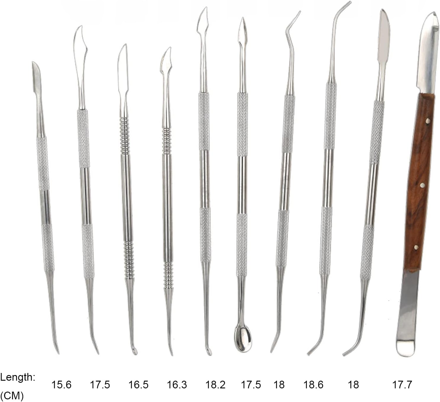 Angzhili Herramientas de tallador de cera dental de acero inoxidable, 10 cuchillos de tallado de yeso, kit de tallado de cera para moldear cera,