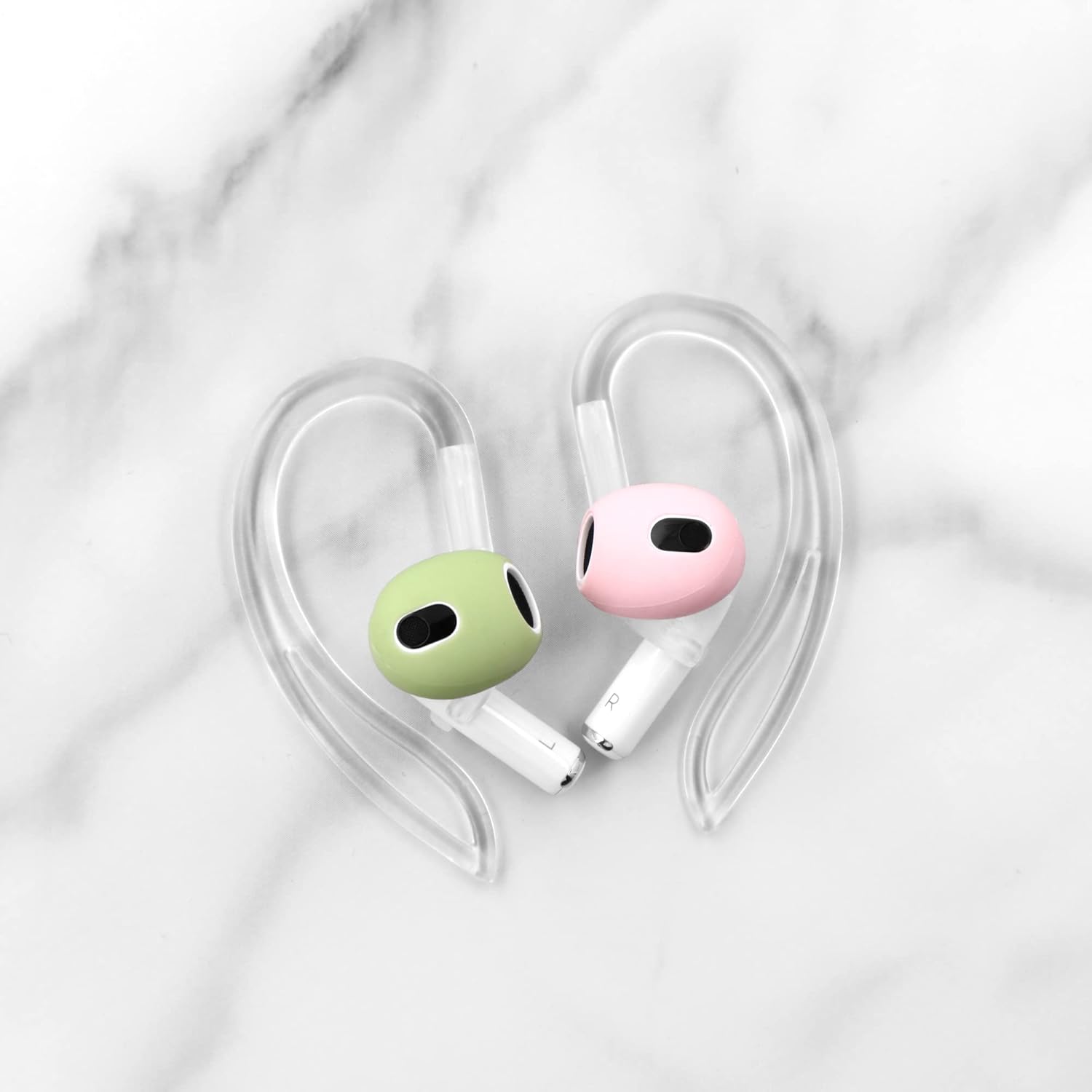 4 pares de ganchos para las orejas compatibles con AirPods Pro 2 2022, ganchos antideslizantes en forma de C y rotación de 360 grados de longitud