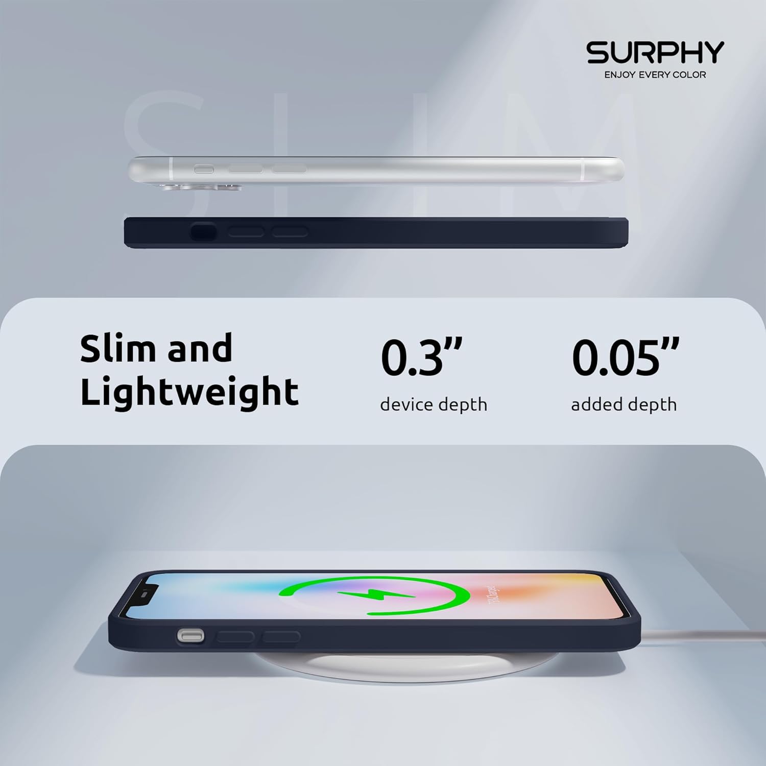 SURPHY Funda de silicona cuadrada compatible con iPhone 11 Pro de 5.8 pulgadas, bordes cuadrados de silicona líquida (protección individual para
