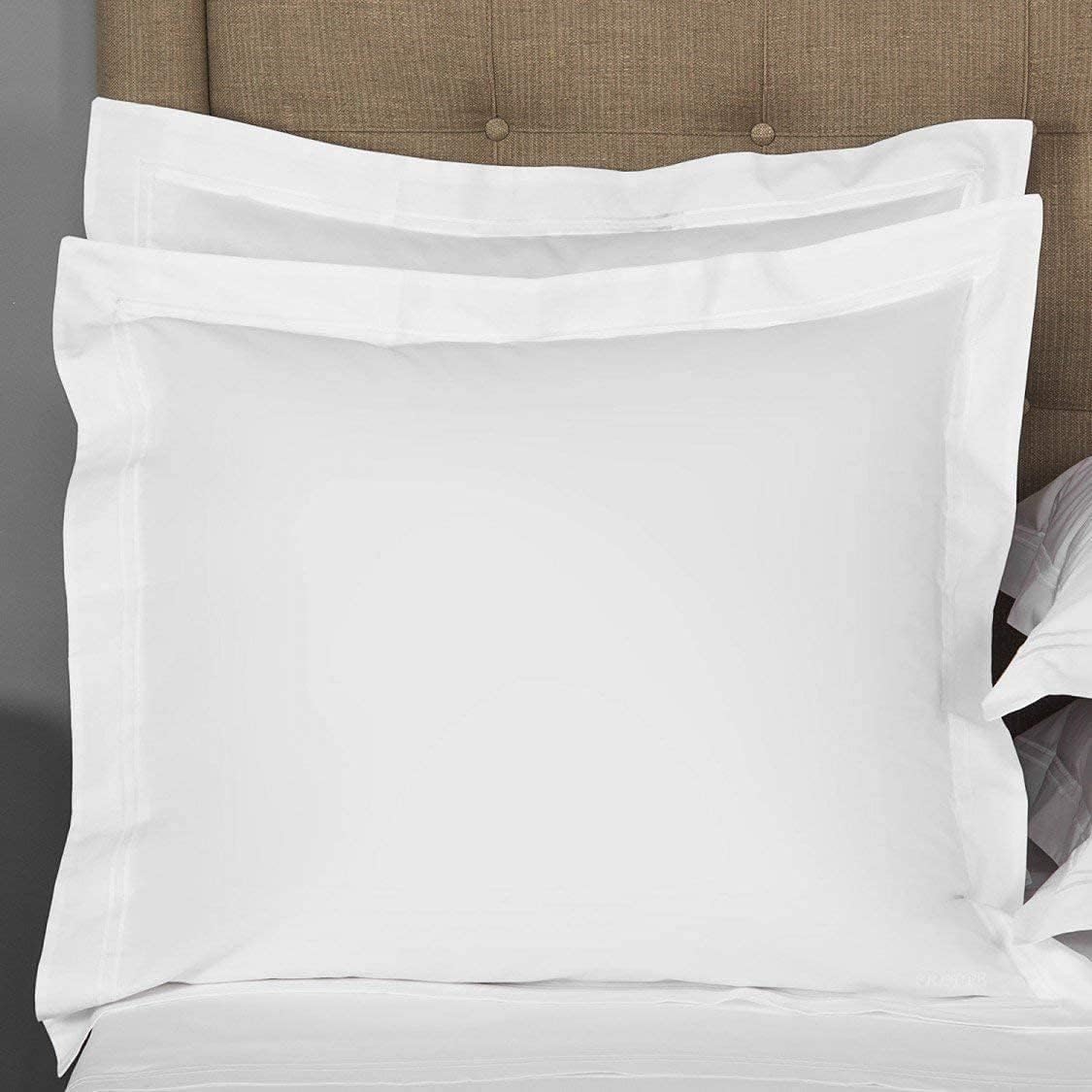 whitecottonworld Juego de 2 fundas de almohada cuadradas europeas de 26 x 26 pulgadas, 600 hilos, tejido satinado de algodón egipcio puro, con