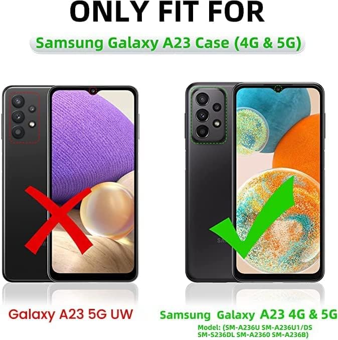 Jeylly Funda para Samsung Galaxy A23 4G5G (2022), protección contra caídas de grado militar, antideslizante, mate, policarbonato duro, TPU suave, a