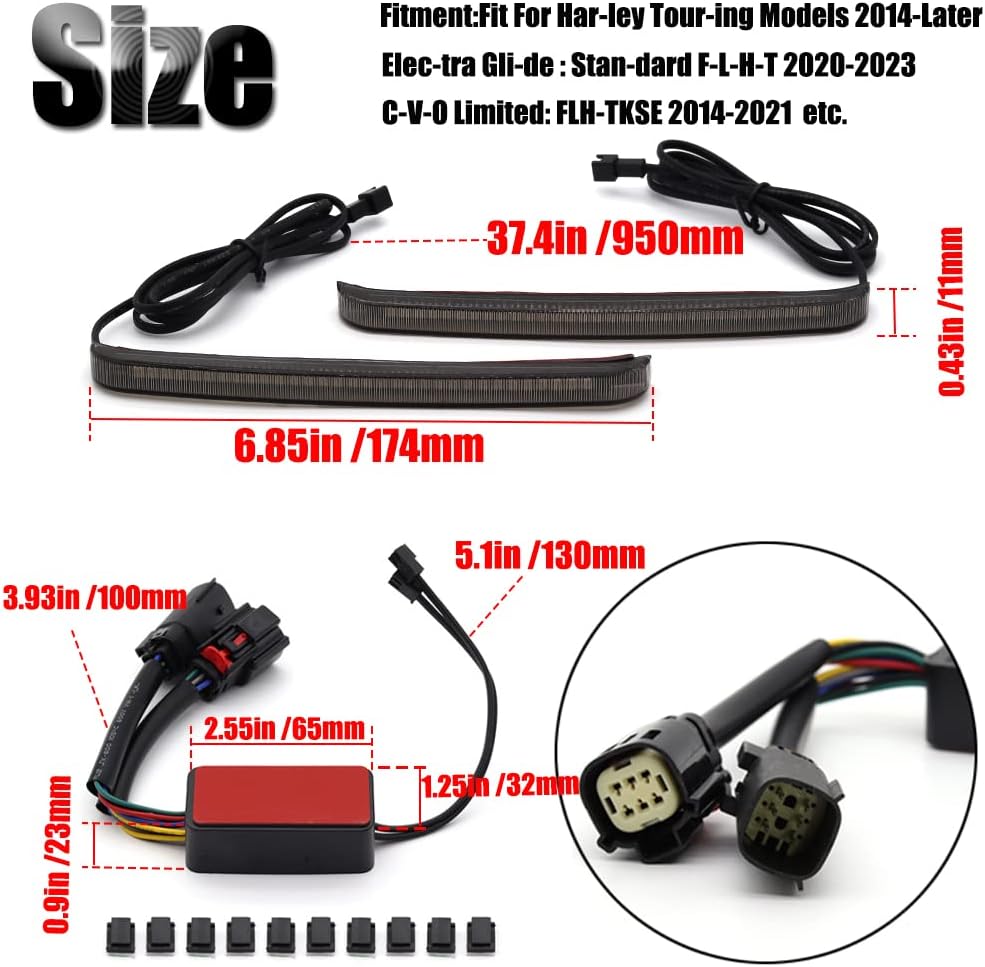Saddlebag – Luz trasera de 32 luces LED, luz de señal de giro secuencial para Har-ley Tour-ing Street Gil-de Road Gil-de Road K-ing Elec-tra Gli-de