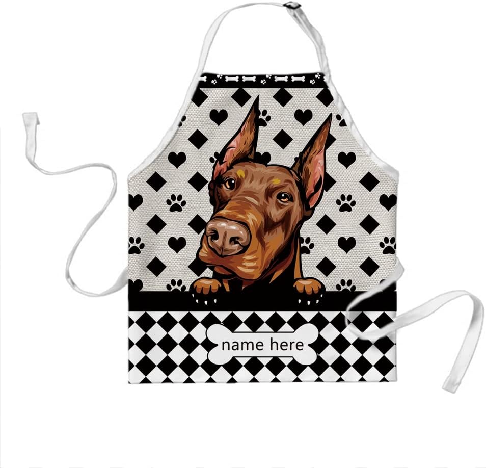 MALIHONG Delantal de lunares de perro personalizado lindo perro salchicha