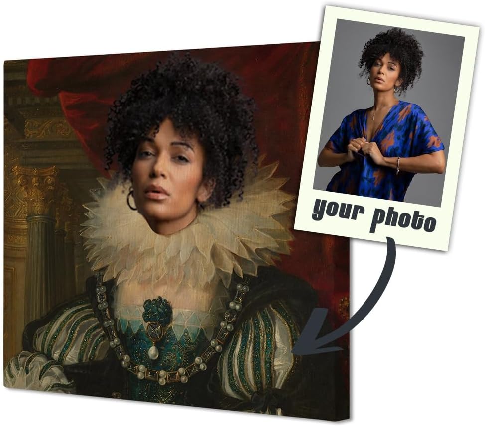 YUNBABA Lienzo personalizado impreso retrato real personalizado de la foto renacentista de mascotas, pintura al óleo vintage, arte de reina, retrato