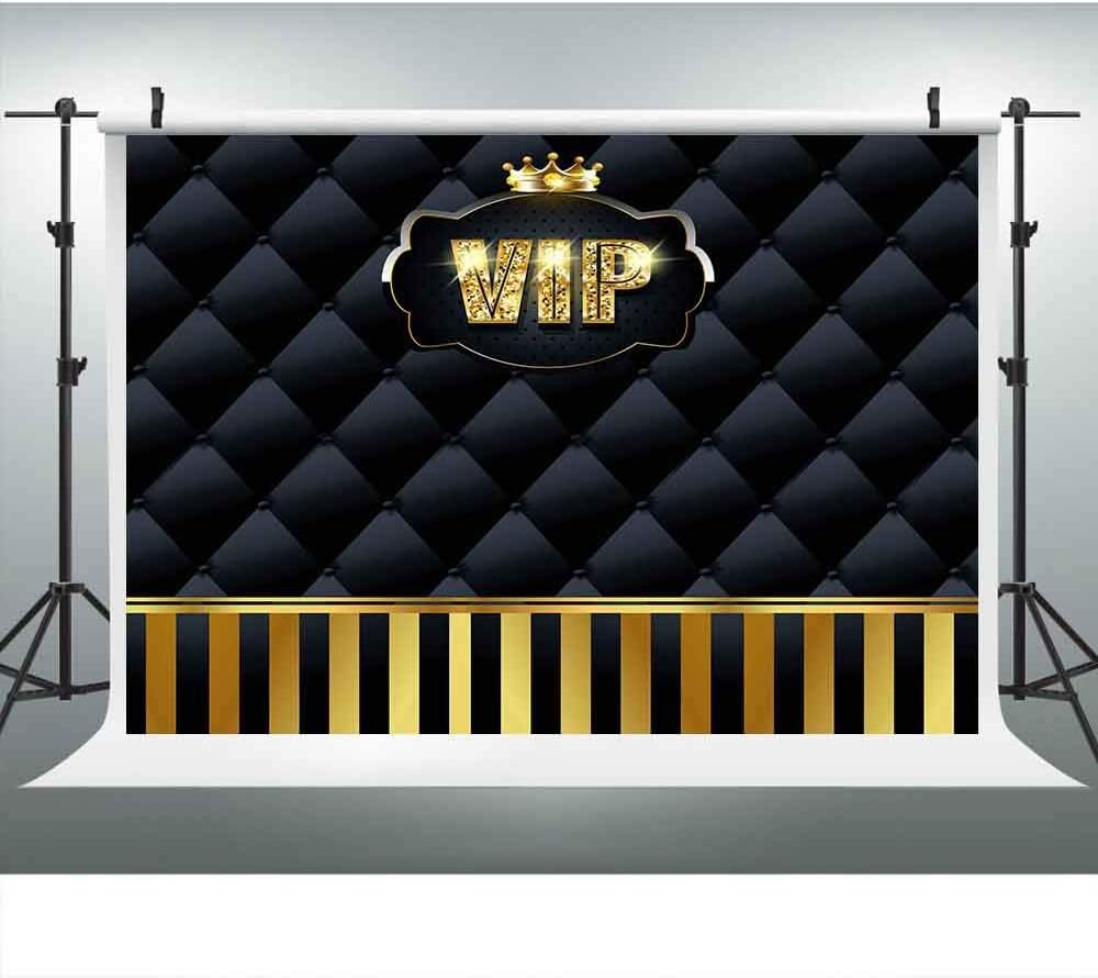 Telones de fondo VIP dorados de 9 x 6 pies, rayas doradas copetudas, color negro, fondos para fotografía, eventos, paso, repetición, accesorios
