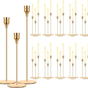 Yaomiao Juego de 30 candelabros dorados para velas de metal a granel para bodas, fiestas, comedores, aniversarios, centros de mesa, se adapta a Yaomiao Juego de 30 candelabros dorados para velas de metal a granel para bodas, fiestas, comedores, aniversarios, centros de mesa, se adapta a