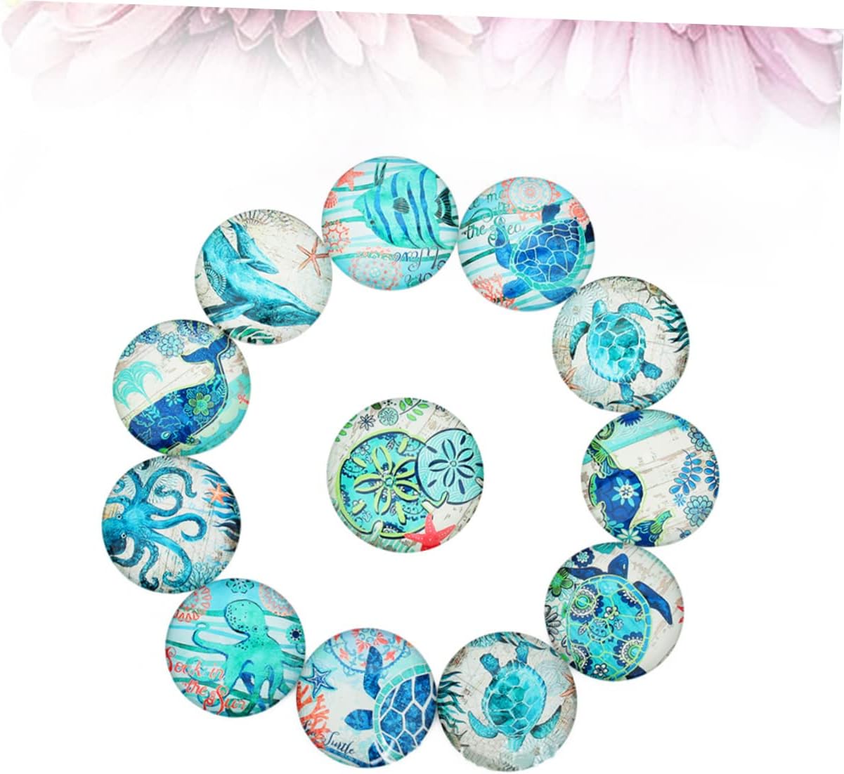 SEWACC Cabujones de cristal con imagen de diamante, cuentas vintage para decoración del hogar, cuentas para joyería, mosaico, cuentas impresas,