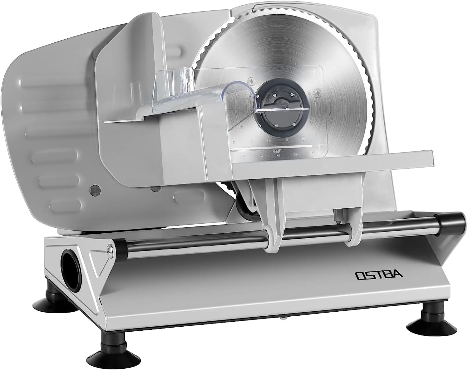 OSTBA – Rebanador eléctrico de carne con cuchillas de acero inoxidable extraíbles, cortador de carne de grosor ajustable para uso doméstico, fácil