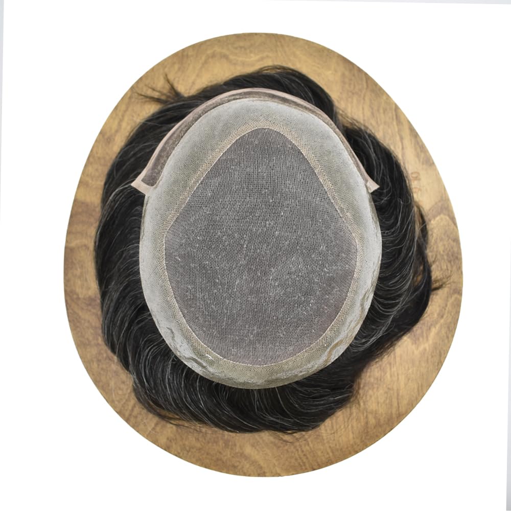 Hair Wonders Toupee para hombres, pieza de cabello humano real para hombre, sistema de reemplazo de piezas de pelo de tupé para hombres, sistema de