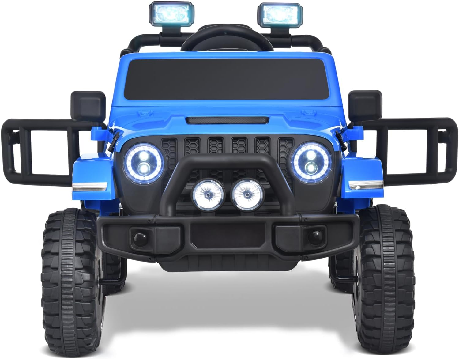 Joywhale Vehículo eléctrico motorizado para niños de 12 V, con control remoto, suspensión de 4 ruedas, luces LED, música y FM, cinturón de