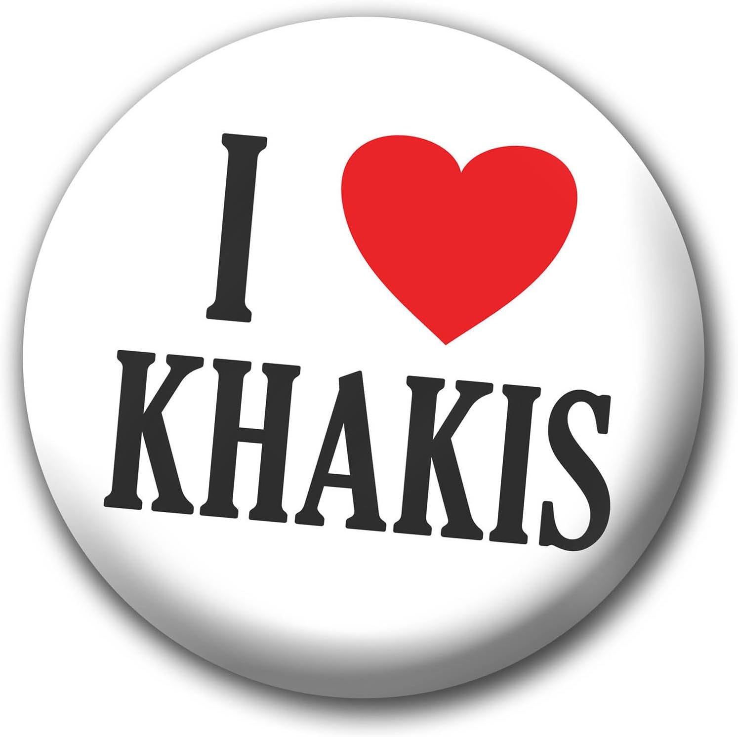 BUTTON DELI I Love Khakis and Hello My Name is Jake, divertidos botones para disfraz de Halloween, paquete de 2, diseño de seguro de corazón I 308