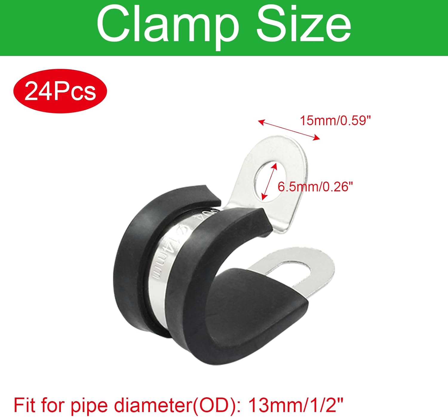 Piutouyar 24 abrazaderas de cable de acero inoxidable de 12 pulgada, abrazaderas aisladas acolchadas de goma, abrazaderas de alambre automotrices,
