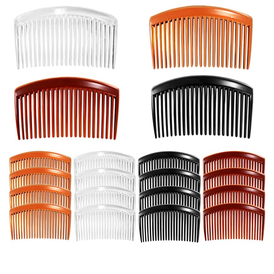 Paquete de 20 peines de plástico con giro lateral francés, 23 dientes, antideslizantes, accesorios de tocado, adecuados para damas, niñas, velo de