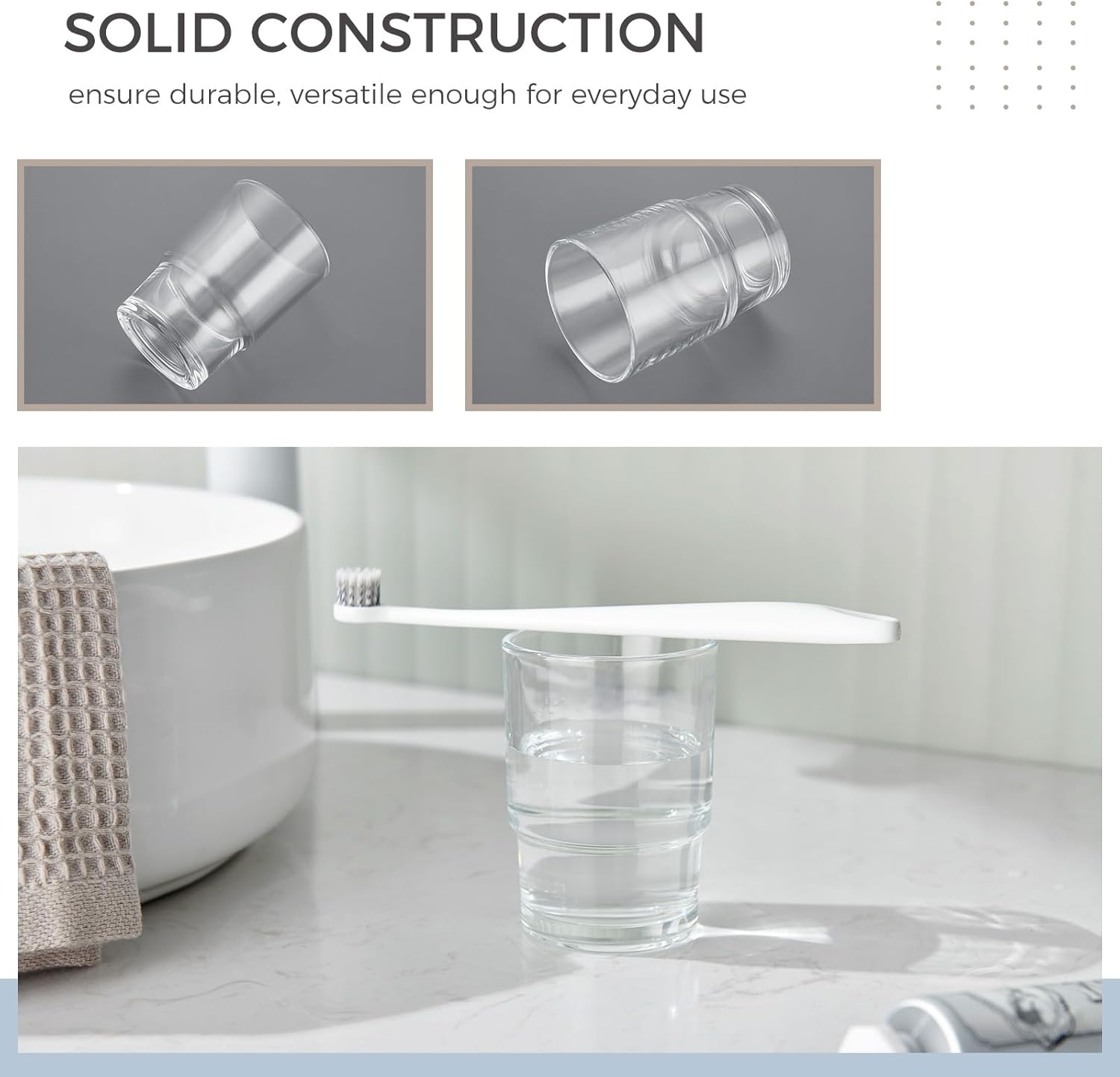 Taza de vidrio para baño, soporte transparente para cepillos de dientes y pasta de dientes, vaso para enjuague bucal