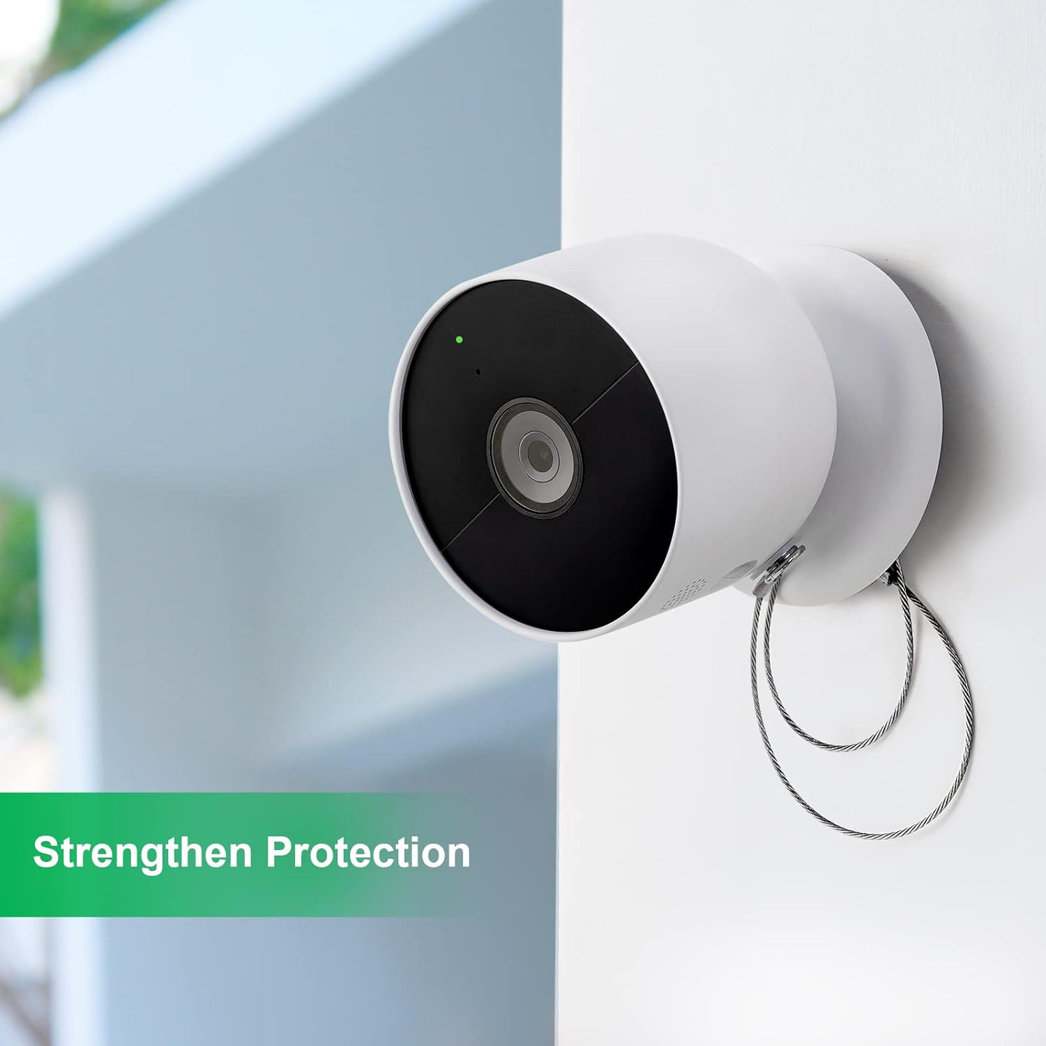 Ayotu Cadena de seguridad antirrobo y anticaídas para Google Nest Cam (batería), cable de seguridad con tornillos antirrobo (cámara no incluida),
