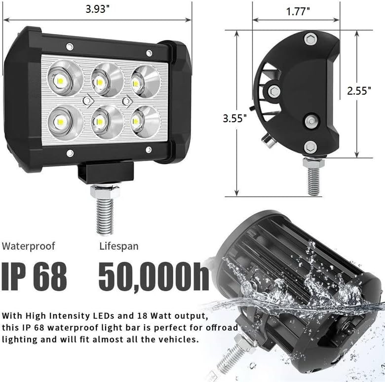 LMGAO Cápsulas de luz de 4 pulgadas de 30 W, barras de luz LED blancas con puntos de inundación, cápsulas de luz LED impermeables para conducir