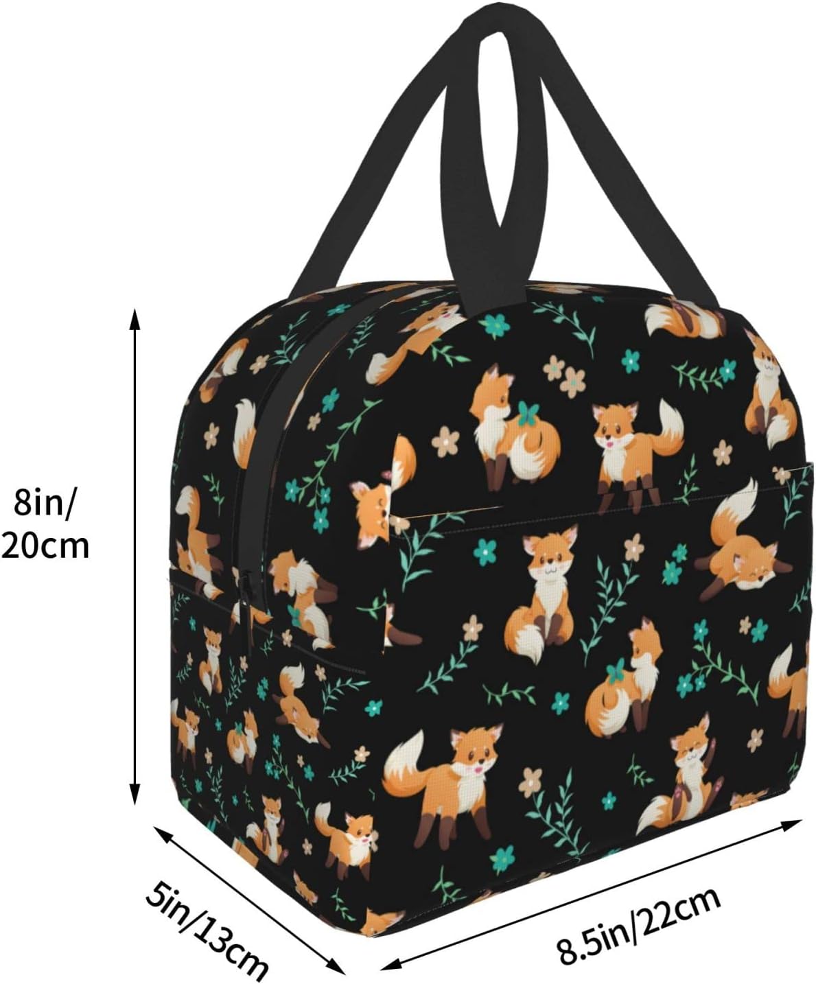 Bolsa de almuerzo de zorro para mujeres y hombres, lonchera aislada, contenedor de almuerzo lavable, bolsa de mano reutilizable, caja de almuerzo