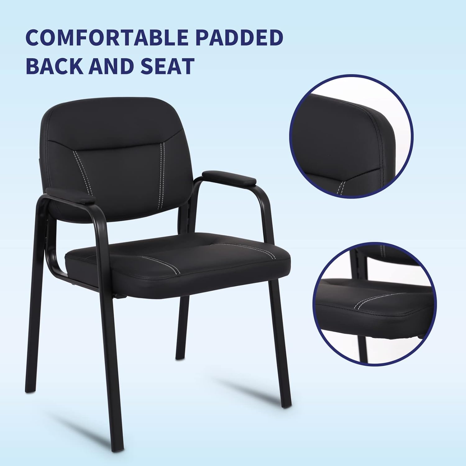 CLATINA Silla de recepción con reposabrazos acolchado de cuero regenerado, silla de invitados de estilo moderno para oficina, reuniones, sala de