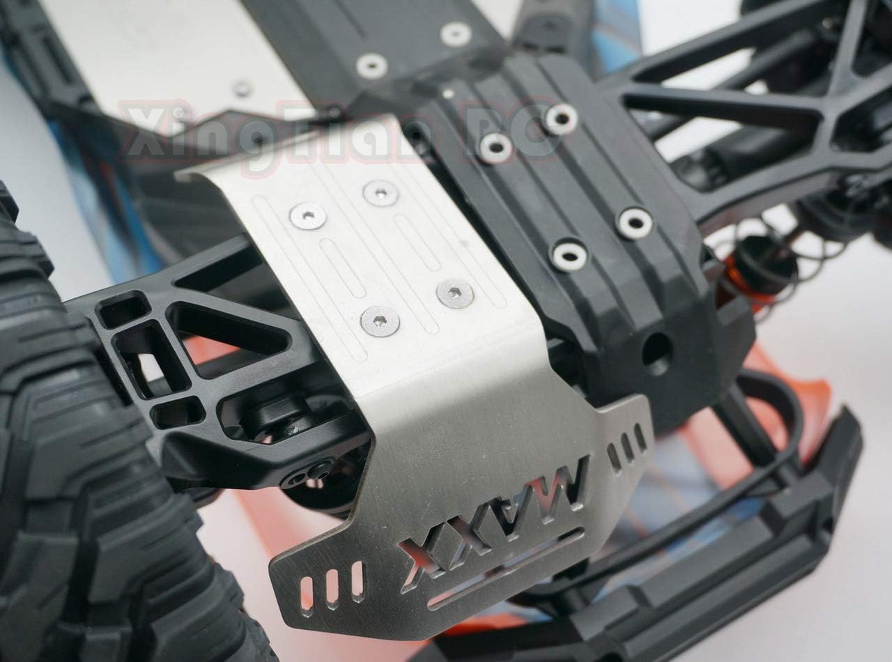 V2 Wide Maxx – Armadura de protección de chasis de acero inoxidable para Traxxas 110 V2 Maxx WIDEMAXX #89086-4, plata, (XingTianRC)