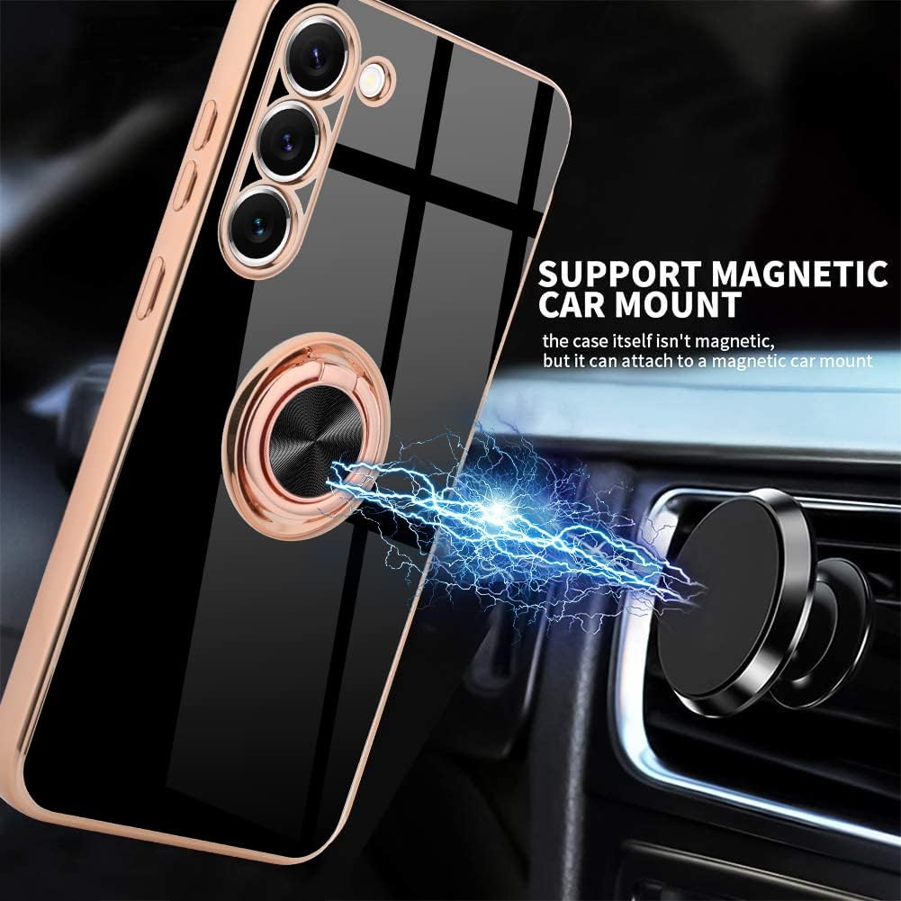 MOWIME Funda diseñada para Samsung Galaxy S23 Plus 5G, cubierta protectora delgada y flexible con soporte de anillo de teléfono incorporado con