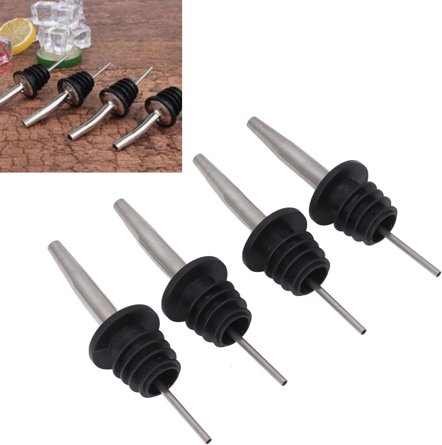 24 vertedores de licor, vertedor de botellas de vino de acero inoxidable, boquilla para verter aceite de oliva y vinagre, vertedores de licor con