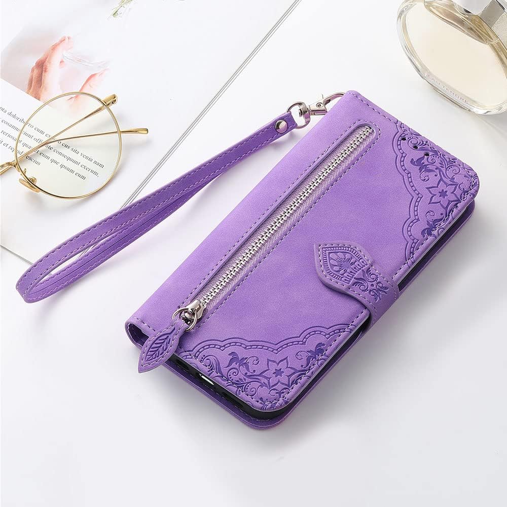 KRHGEIK Funda diseñada para iPhone 12 para mujer, funda protectora de piel sintética en relieve, correa magnética para la muñeca, soporte para