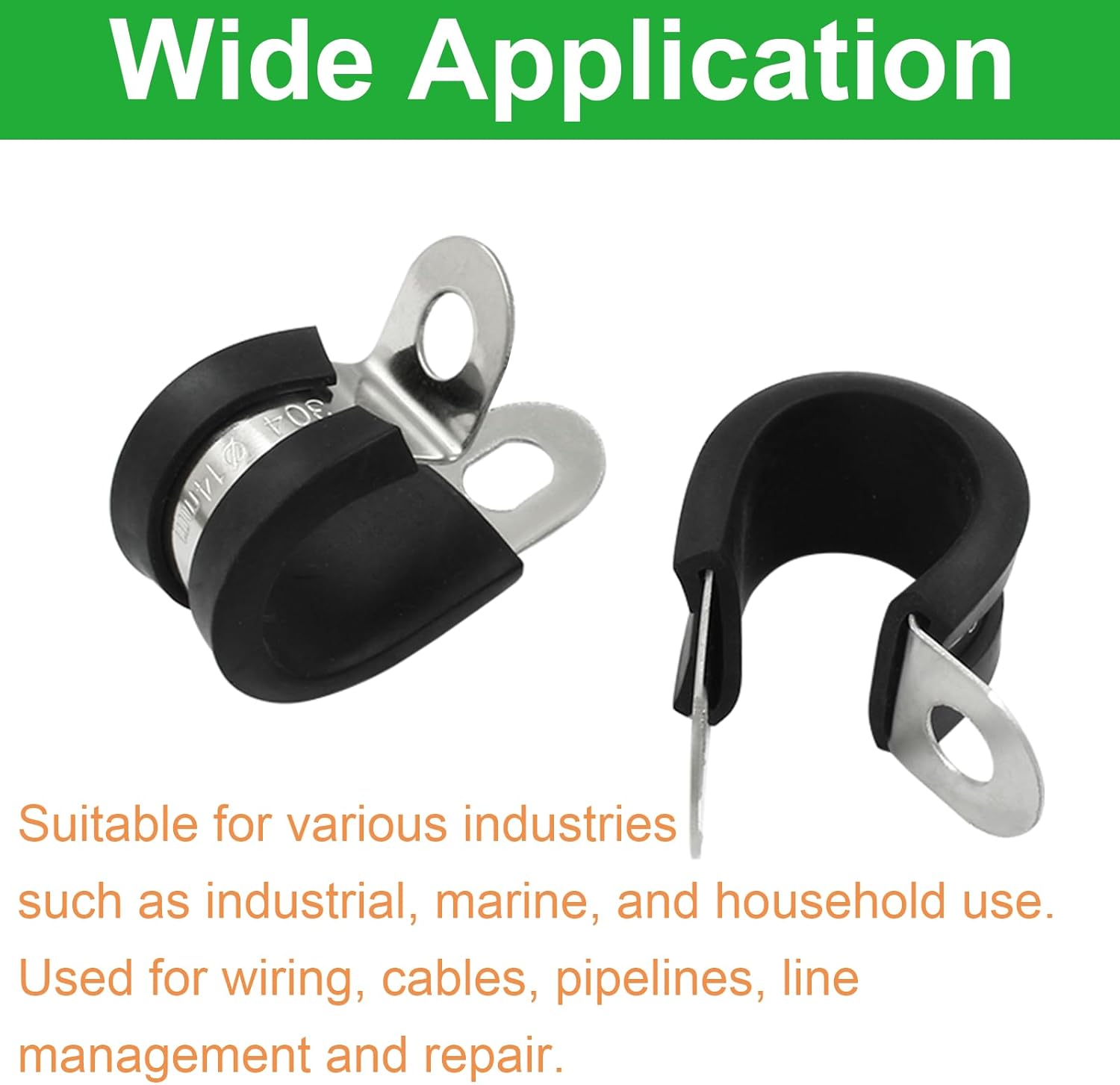 Piutouyar 24 abrazaderas de cable de acero inoxidable de 12 pulgada, abrazaderas aisladas acolchadas de goma, abrazaderas de alambre automotrices,