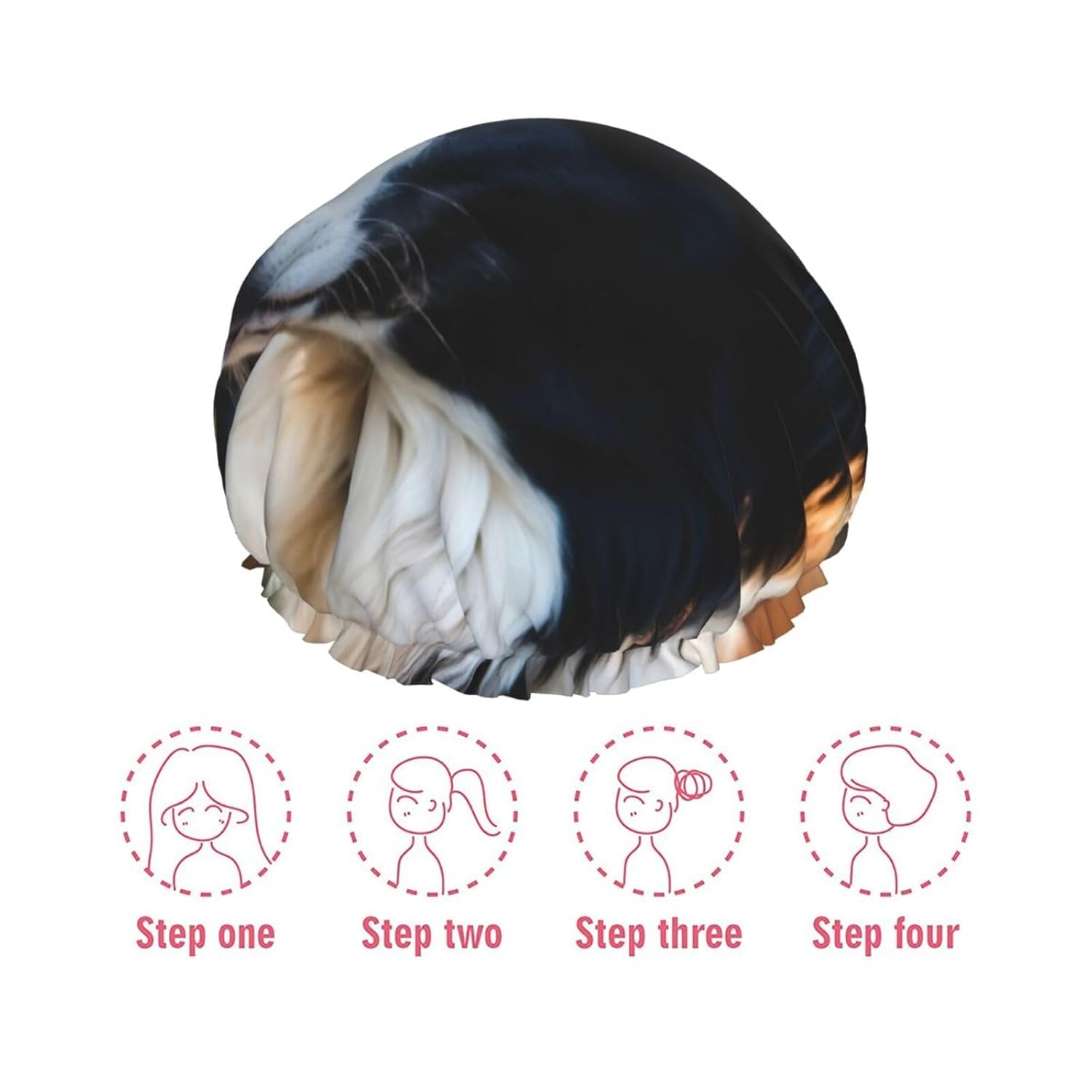 Cute Dog Print Shower Cap,Elastic And Reusable Bath Hair Hat For Long Hair,Large Waterproof Shower Bonnet,For Women Men Kids