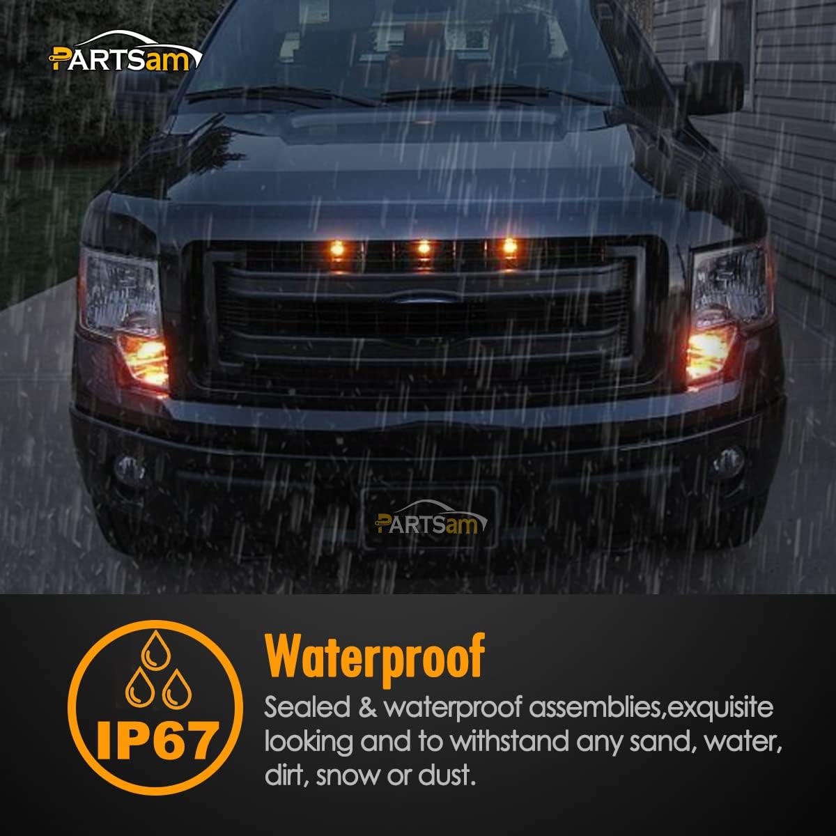 Partsam 10 luces de marcador LED ámbar redondas de 34 pulgadas, luces de señal de giro de 3 cables para camioneta remolque, sellado impermeable,