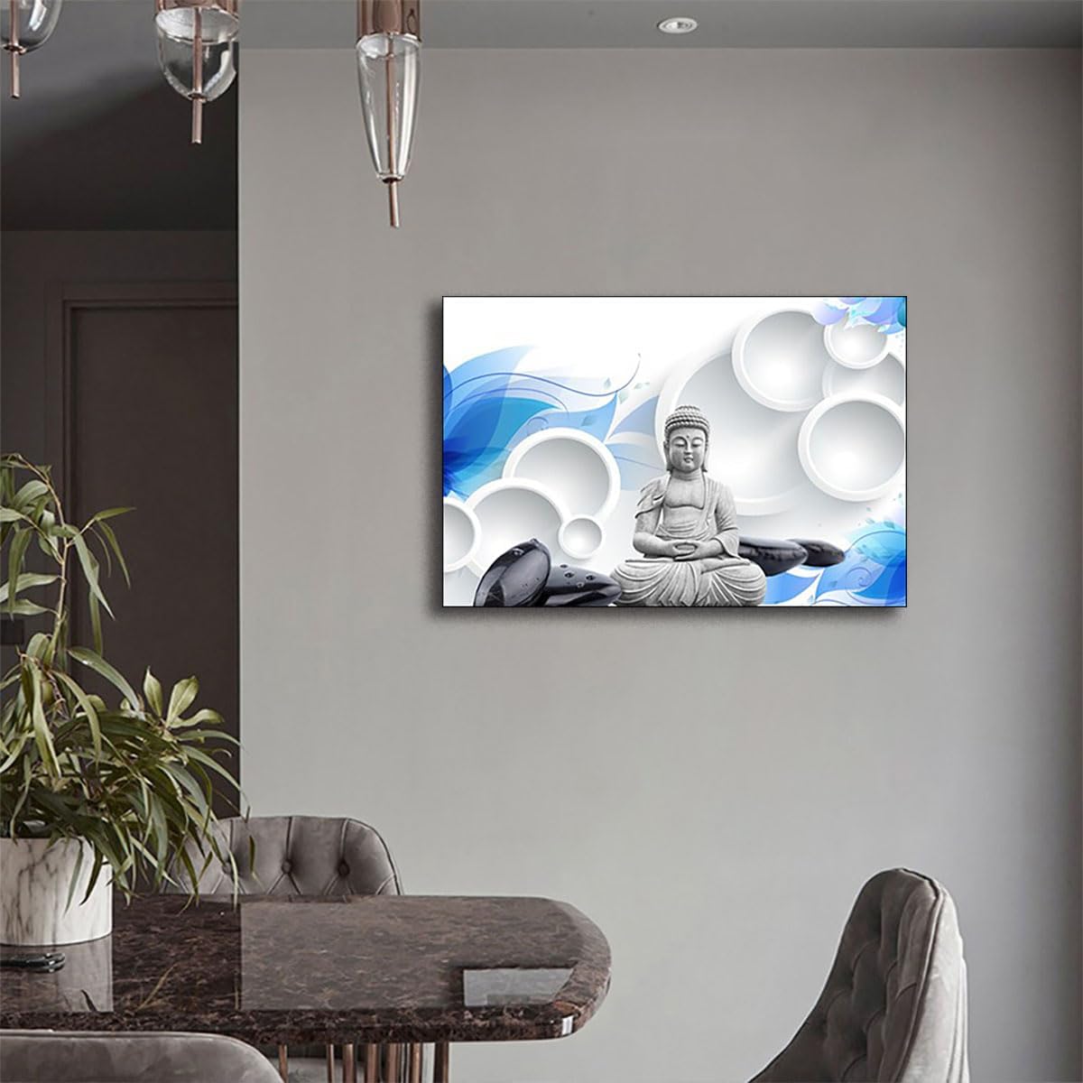 Arte de pared de Buda para dormitorio, pinturas de religión zen, impresiones sobre lienzo de estatua de buda, flores relajantes, imágenes pacíficas,