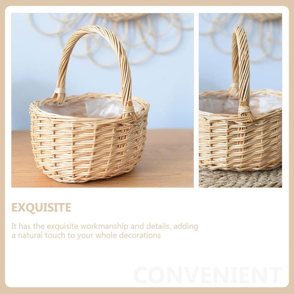 Cesta de huevos tejida de Pascua con asas, cestas redondas para servir para boda, para niña, cesta de mimbre, para fiestas, regalos de fiesta, cesta