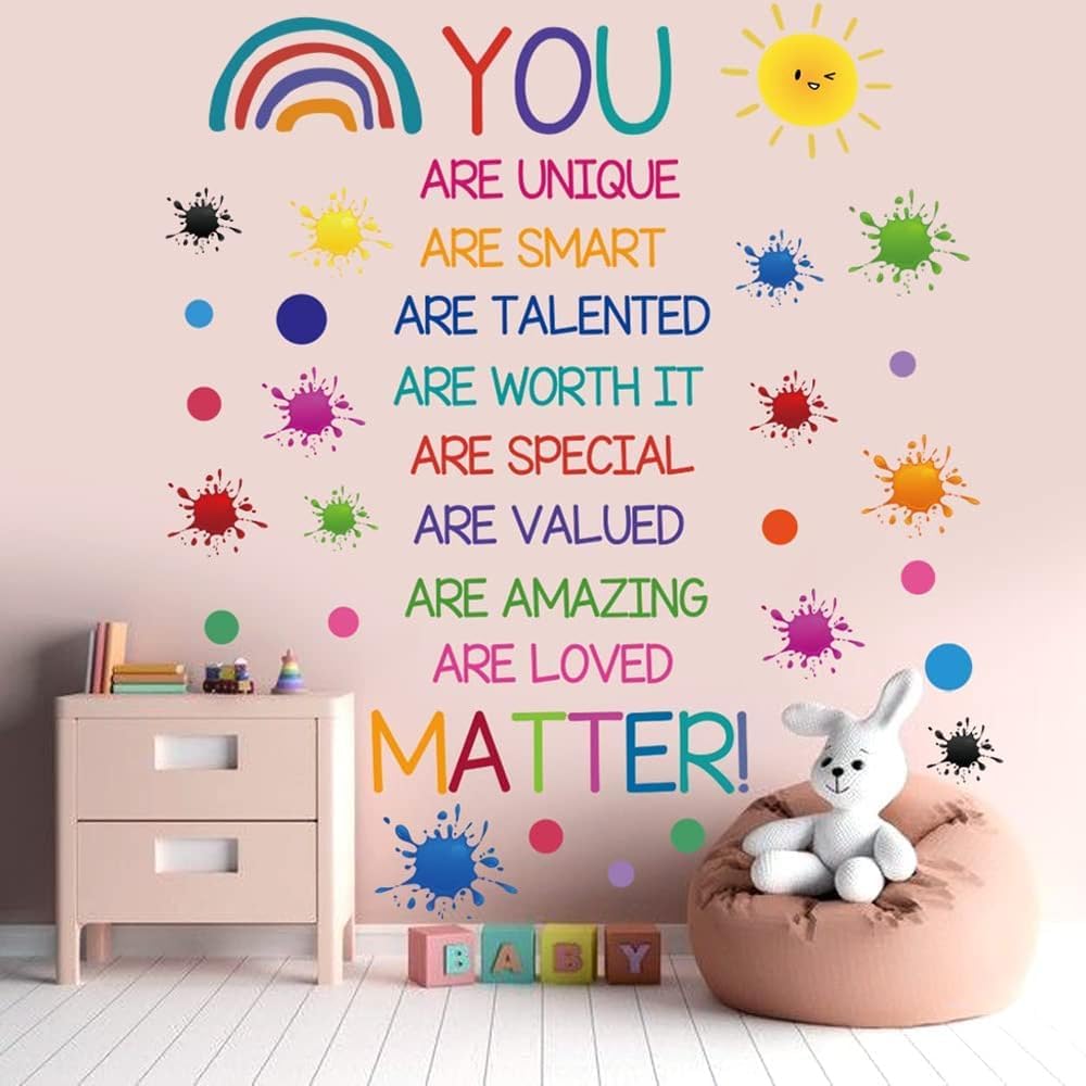 Mirabuy Calcomanías de pared coloridas con citas inspiradoras, calcomanías de pared con palabras positivas para guardería, sala de juegos,
